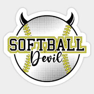 Softball Devil Black Sticker